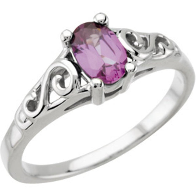 14KW June Imitation Birthstone Ring 