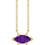 14K Yellow Gold 8x4 mm Natural Amethyst 18" Necklace