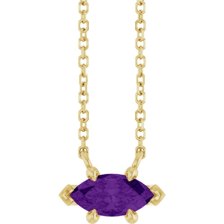 14K Yellow Gold 8x4 mm Natural Amethyst 18" Necklace