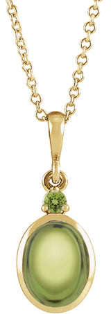 14K Yellow Gold 8x6 mm Natural Peridot 16-18" Necklace
