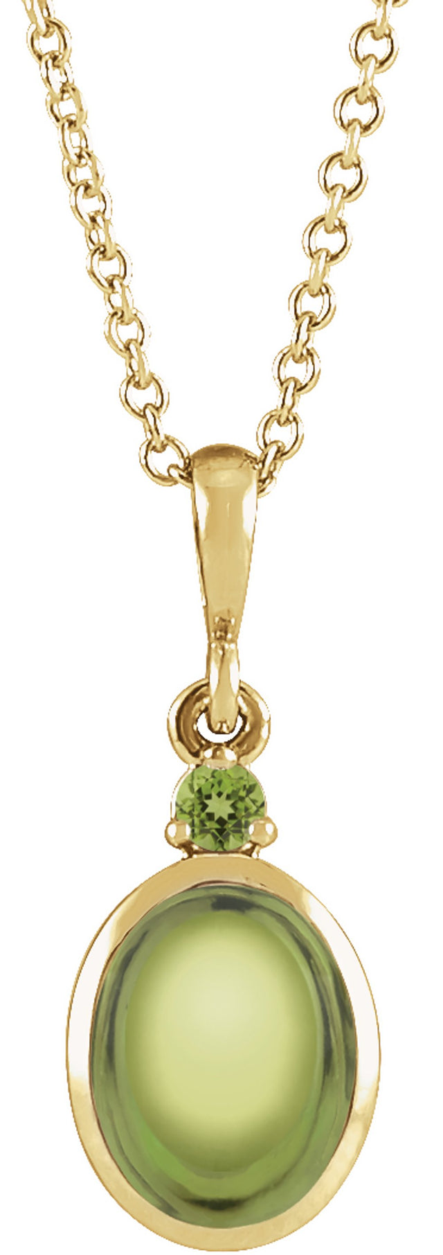 14K Yellow Gold 8x6 mm Natural Peridot 16-18" Necklace
