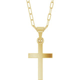 14K Yellow Cross & Paperclip-Style Chain 18" Necklace