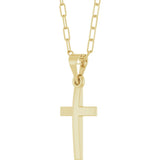 14K Yellow Cross & Paperclip-Style Chain 18" Necklace