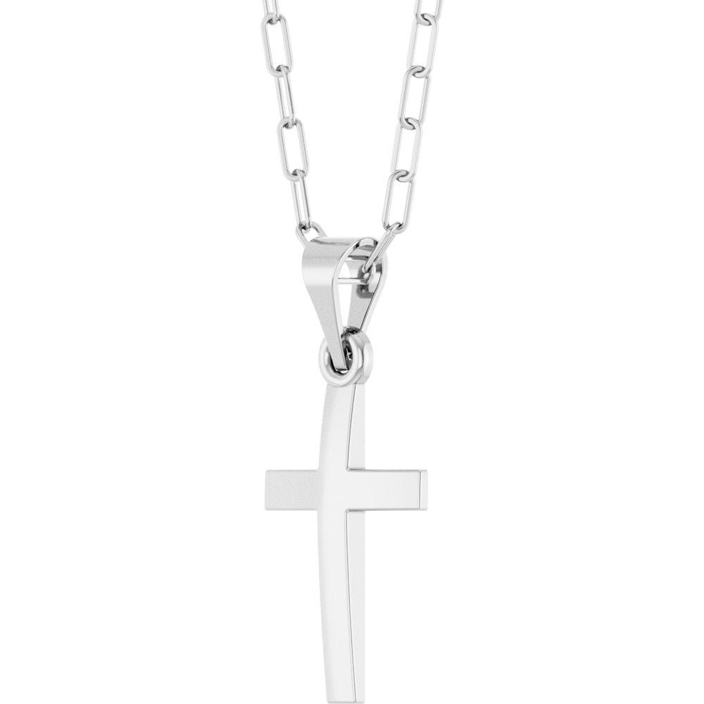 Sterling Silver Cross & Paperclip-Style Chain 18" Necklace