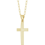 14K Yellow Gold Cross & Paperclip-Style Chain 18" Necklace