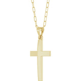 14K Yellow Cross & Paperclip-Style Chain 18" Necklace