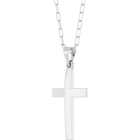 Sterling Silver Cross & Paperclip-Style Chain 18" Necklace