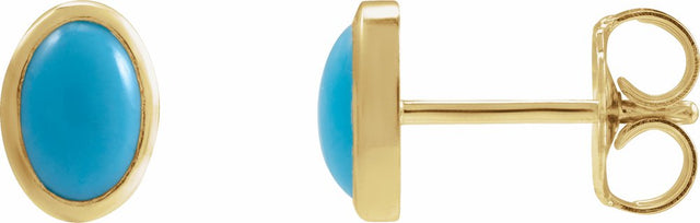 14K Yellow Gold Natural Turquoise Earrings