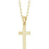14K Yellow Gold Cross & Paperclip-Style Chain 18" Necklace