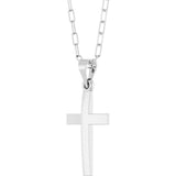 14K White Gold Cross & Paperclip-Style Chain 18" Necklace