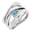 14K White Gold Natural Sky Blue Topaz Negative Space Ring