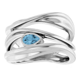 14K White Gold Natural Sky Blue Topaz Negative Space Ring