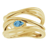 14K Yellow Gold Natural Sky Blue Topaz Negative Space Ring