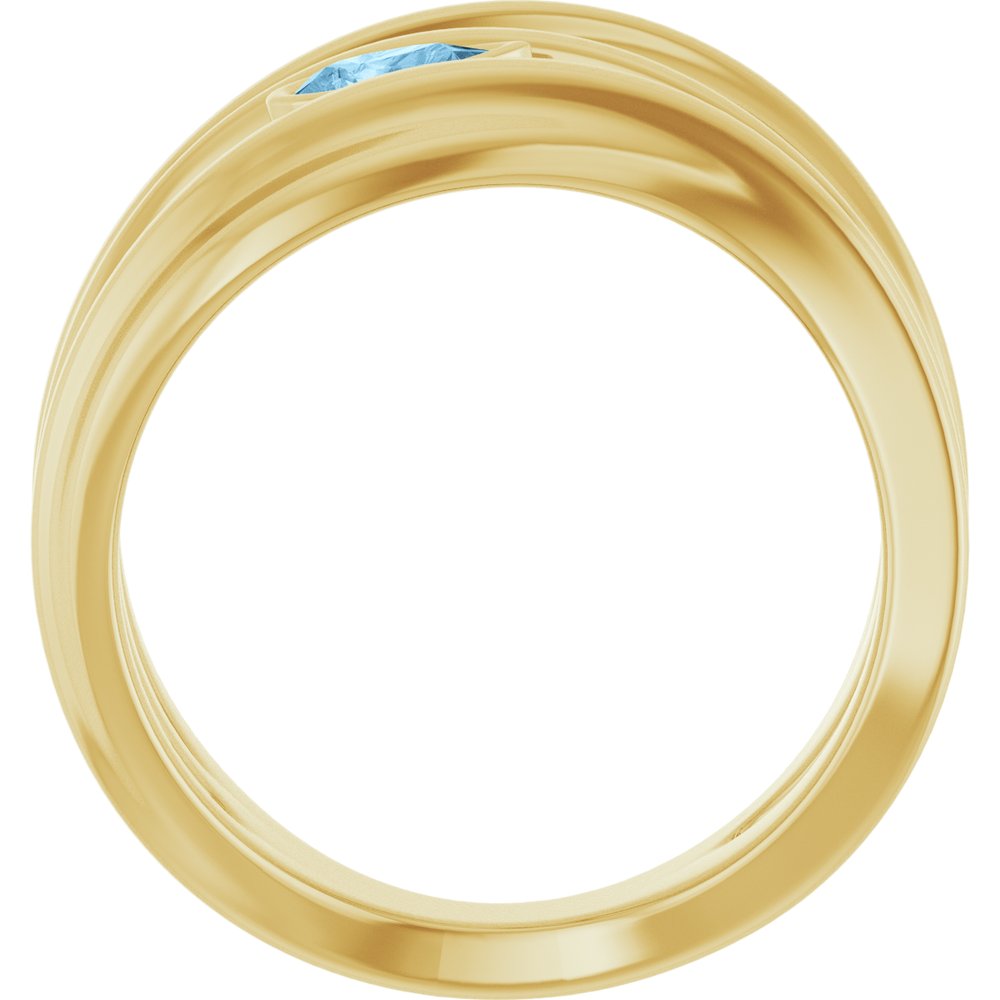 14K Yellow Gold Natural Sky Blue Topaz Negative Space Ring