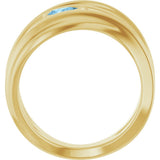 14K Yellow Gold Natural Sky Blue Topaz Negative Space Ring