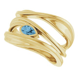 14K Yellow Gold Natural Sky Blue Topaz Negative Space Ring