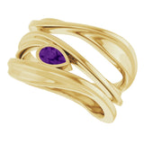 14K Yellow Gold Natural Amethyst Negative Space Ring