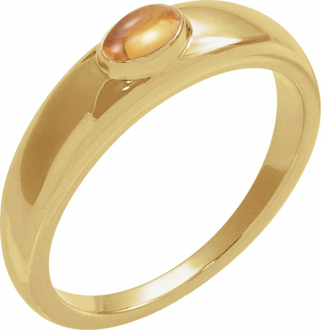 14K Yellow Natural Citrine Dome Ring