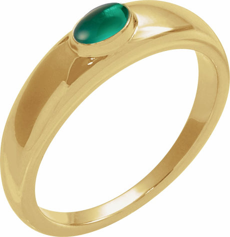 14K Yellow Natural Emerald Dome Ring