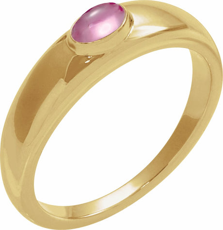 14K Yellow Natural Pink Tourmaline Dome Ring