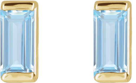 14K Yellow Lab-Grown Aqua Sapphire Earrings