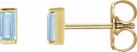 14K Yellow Gold Lab-Grown Aqua Sapphire Earrings