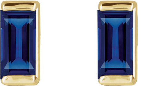 14K Yellow Lab-Grown Blue Sapphire Earrings