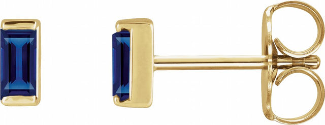 14K Yellow Lab-Grown Blue Sapphire Earrings