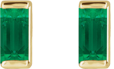 14K Yellow Gold Lab-Grown Emerald Channel-Set Earrings