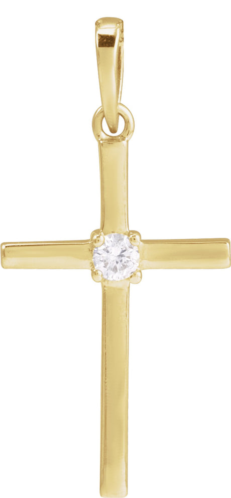 14K Yellow 1/10 CT Natural Diamond Cross Pendant