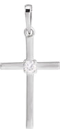 14K White .06 CT Natural Diamond Cross Pendant