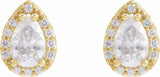 14K Yellow Lab-Grown Moissanite & 1/10 CTW Natural Diamond Halo-Style Earrings