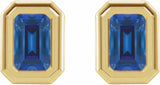 14K Yellow Lab-Grown Blue Sapphire Solitaire Earrings