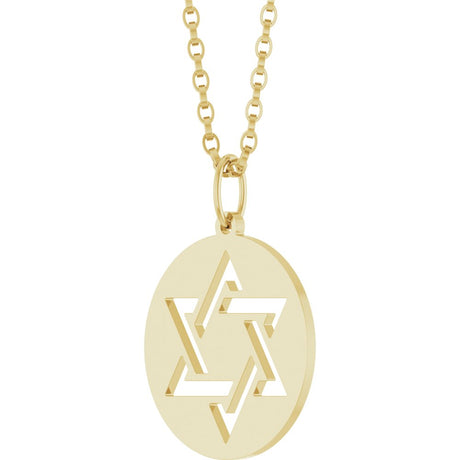 14K Yellow Gold Star of David 18" Necklace