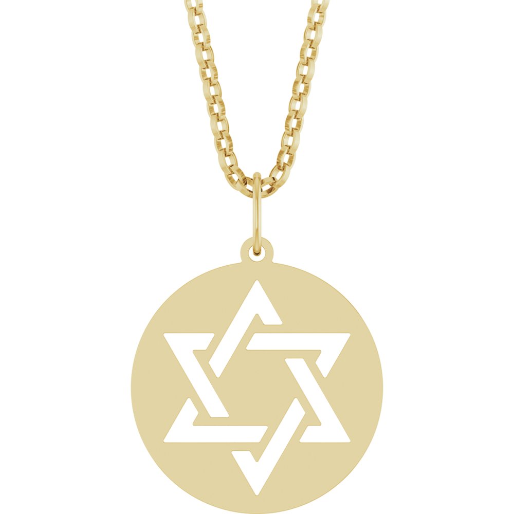 14K Yellow Star of David 18" Necklace