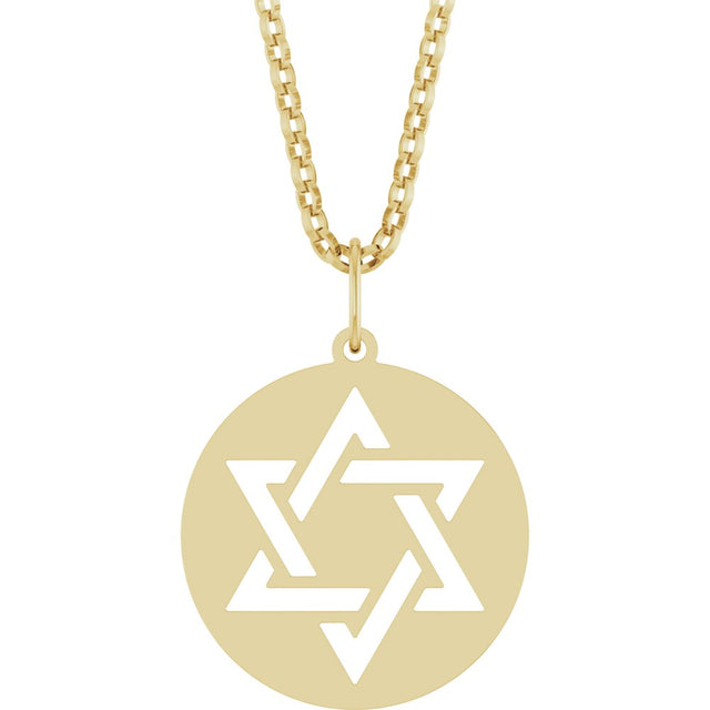 14K Yellow Star of David 18" Necklace