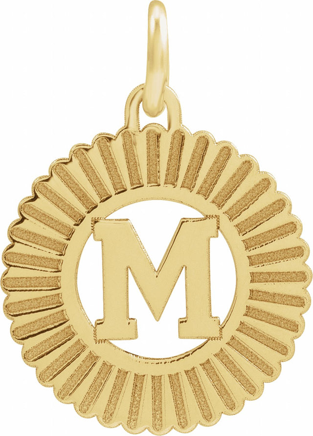 14K Yellow Initial M Pendant