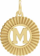 14K Yellow Initial M Sunburst Pendant