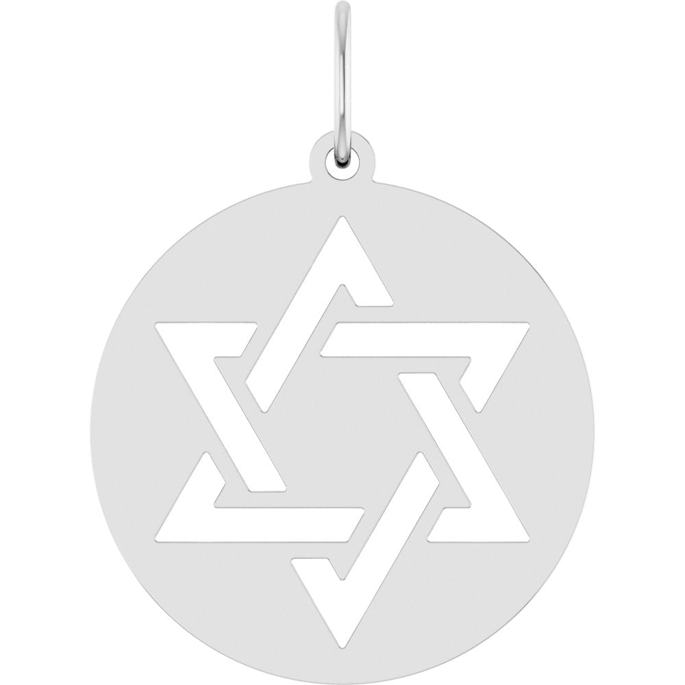 14K White Star of David Pendant