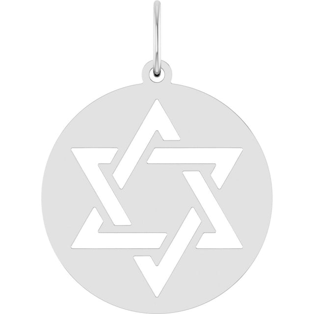 14K White Star of David Pendant