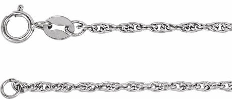 14K White Gold 1.75 mm Rope 16" Chain