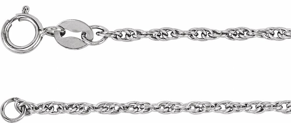 14K White Gold 1.75 mm Rope 18" Chain