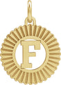 14K Yellow Initial F Sunburst Pendant