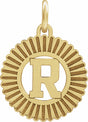 14K Yellow Initial R Sunburst Pendant