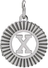 Sterling Silver Initial X Sunburst Pendant