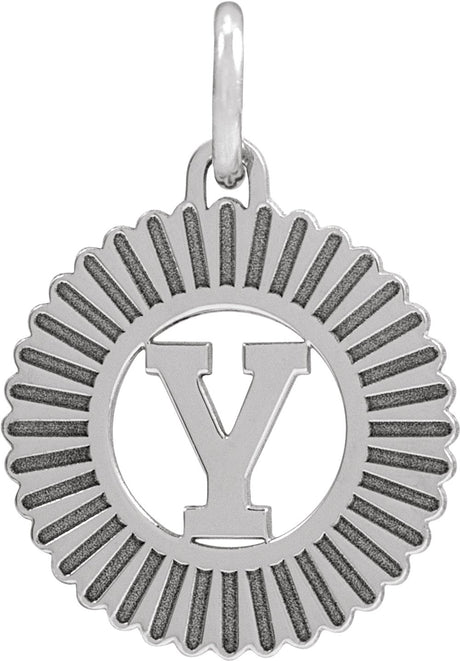 Sterling Silver Initial Y Sunburst Pendant