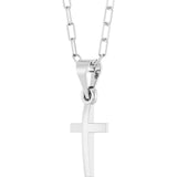 Sterling Silver Cross & Paperclip-Style Chain 18" Necklace