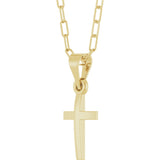 14K Yellow Cross & Paperclip-Style Chain 18" Necklace