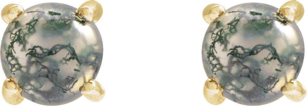 14K Yellow 6 mm Natural Moss Agate Earrings