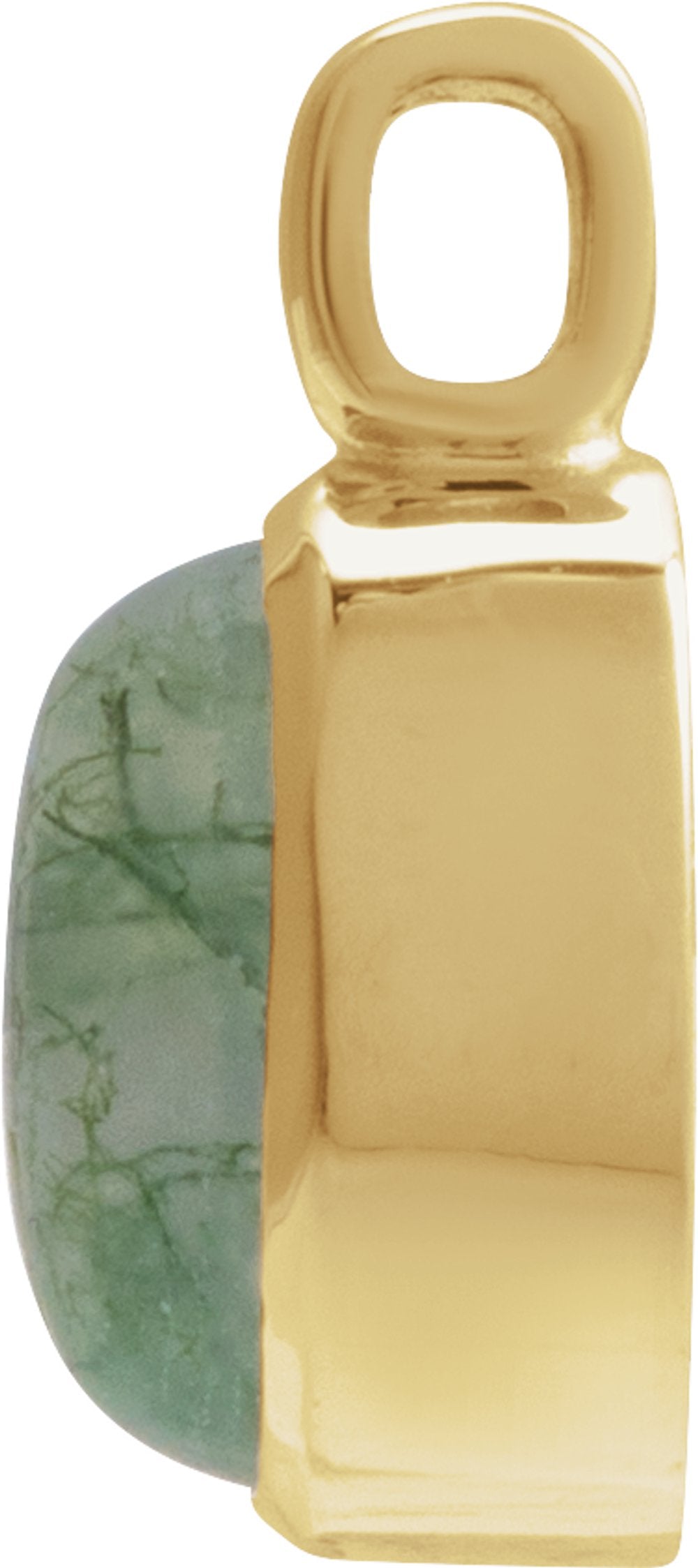 14K Yellow Natural Moss Agate Pendant